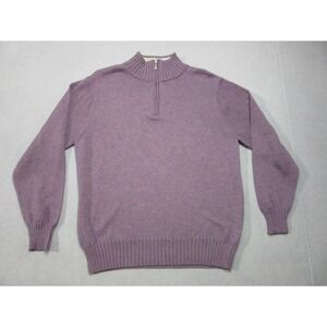 Bills Khakis Sweater Mens Large Purple Mulberry 1/4 Zip Mock Ribbed Pullover